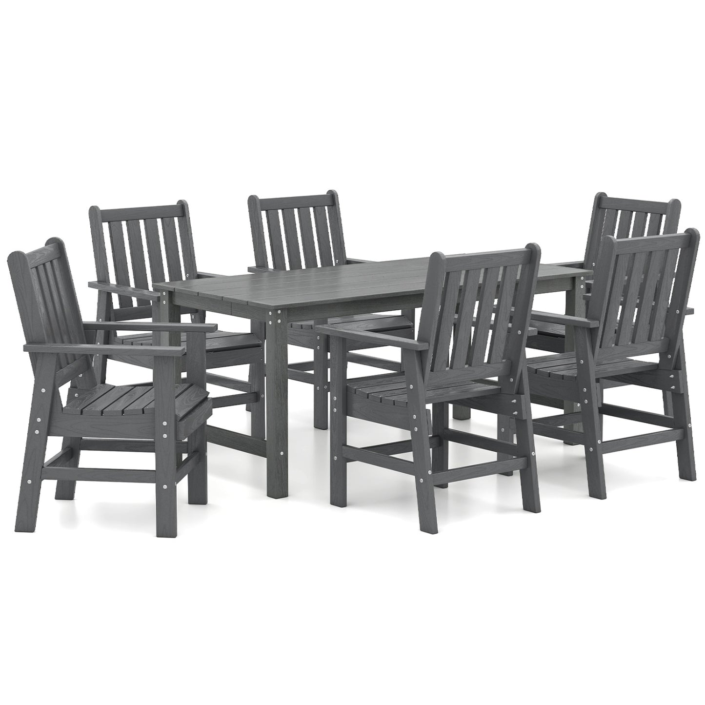 7 Piece Patio Dining Set, HDPE Weather Resistant, Table and Chairs, Gray Patio Dining Sets Gray at Gallery Canada