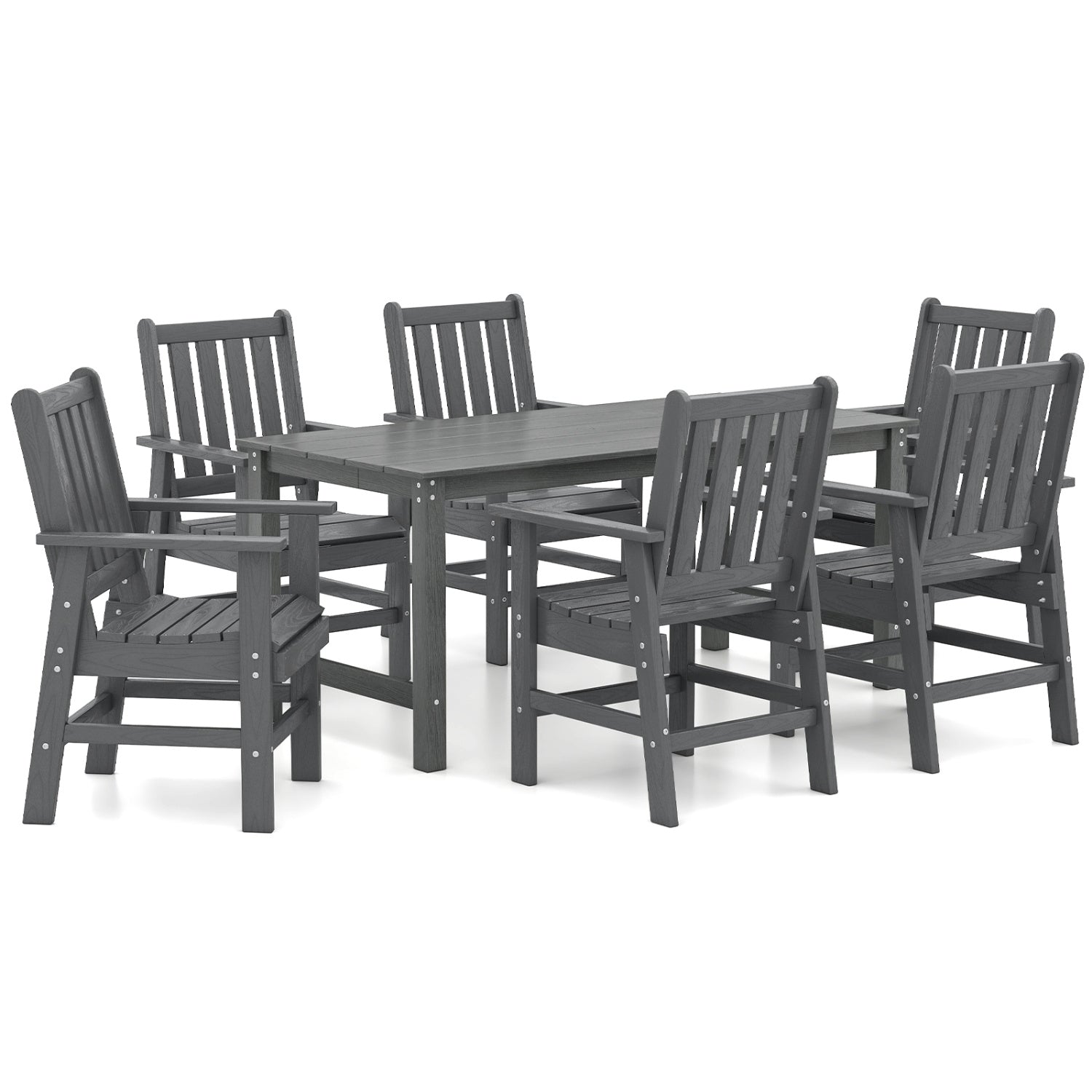 7 Piece Patio Dining Set, HDPE Weather Resistant, Table and Chairs, Gray Patio Dining Sets at Gallery Canada