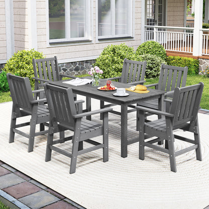 7 Piece Patio Dining Set, HDPE Weather Resistant, Table and Chairs, Gray Patio Dining Sets at Gallery Canada