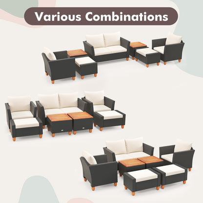 7-Piece Patio Furniture PE Rattan Sectional Sofa Set, White Patio Conversation Sets at Gallery Canada