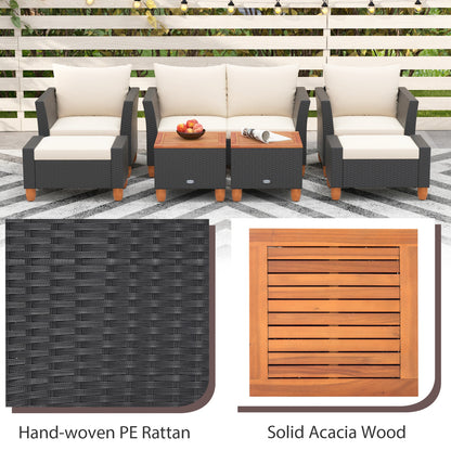 7-Piece Patio Furniture PE Rattan Sectional Sofa Set, White Patio Conversation Sets at Gallery Canada