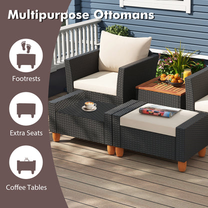 7-Piece Patio Furniture PE Rattan Sectional Sofa Set, White Patio Conversation Sets at Gallery Canada
