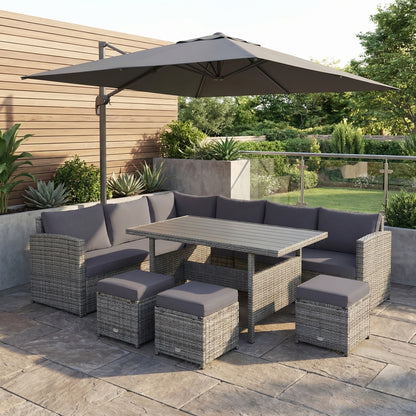 7 Piece Patio Rattan Dining Furniture Set, Sectional Sofa With Ottoman, Gray Outdoor Sectionals at Gallery Canada