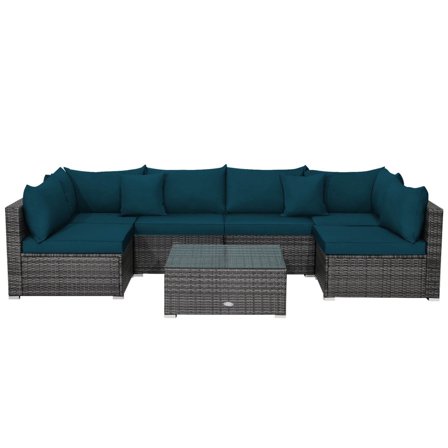 Ensemble de mobilier de patio en rotin 7 pièces, canapé d'angle, vert