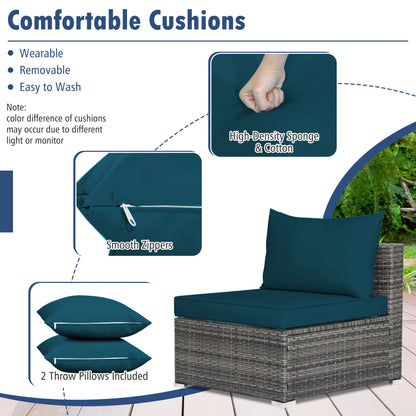 Ensemble de mobilier de patio en rotin 7 pièces, canapé d'angle, vert