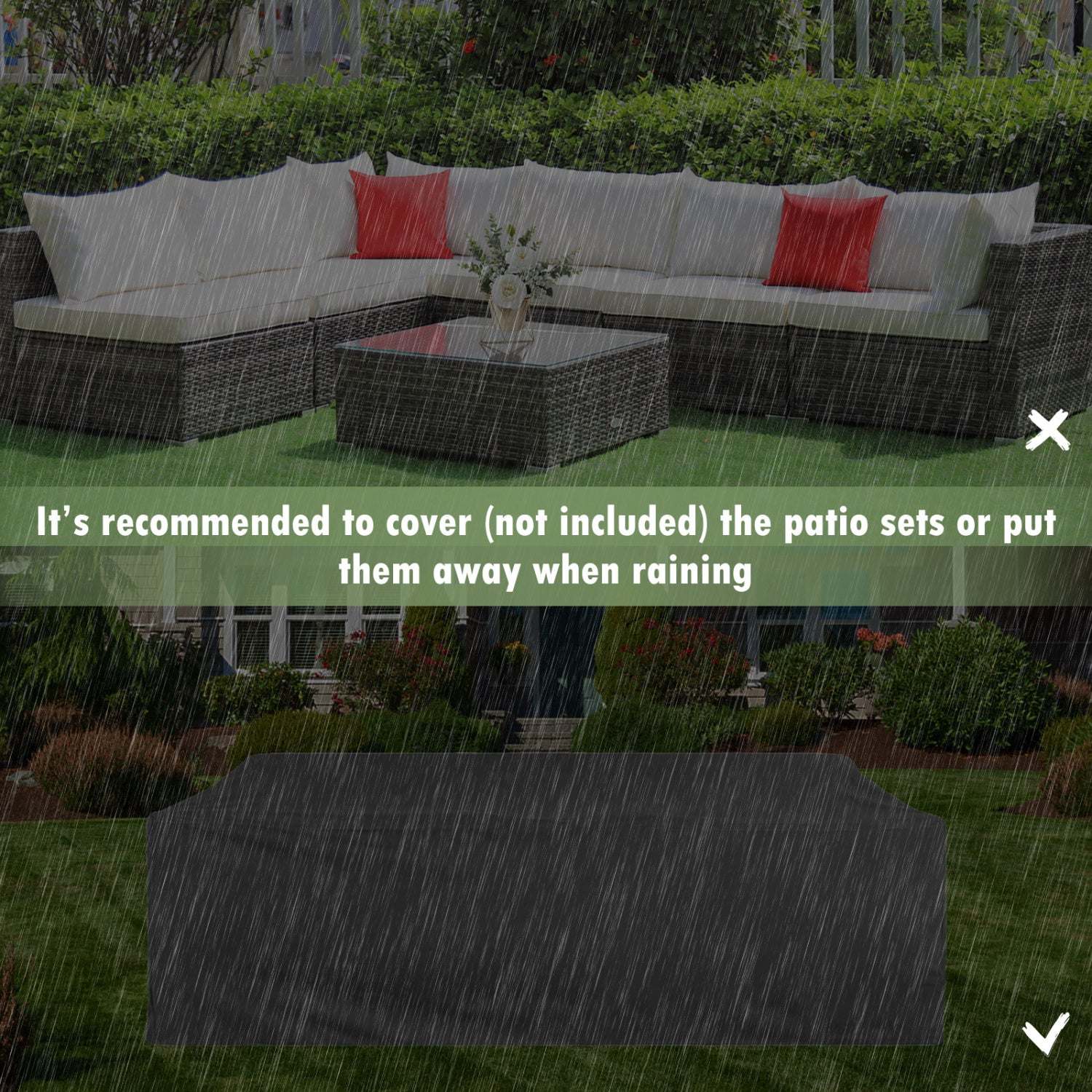 7-Piece Patio Rattan Furniture Set, Sectional Sofa, White Outdoor Sectionals at Gallery Canada