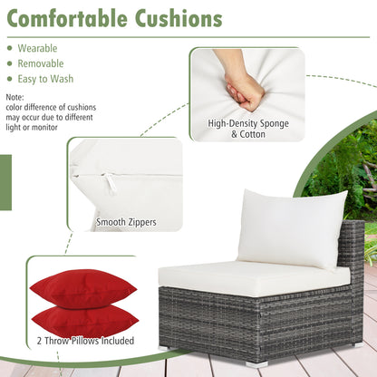 7-Piece Patio Rattan Furniture Set, Sectional Sofa, White Outdoor Sectionals at Gallery Canada