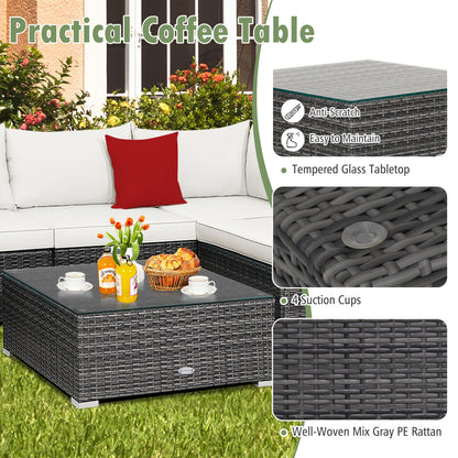 7-Piece Patio Rattan Furniture Set, Sectional Sofa, White Outdoor Sectionals at Gallery Canada