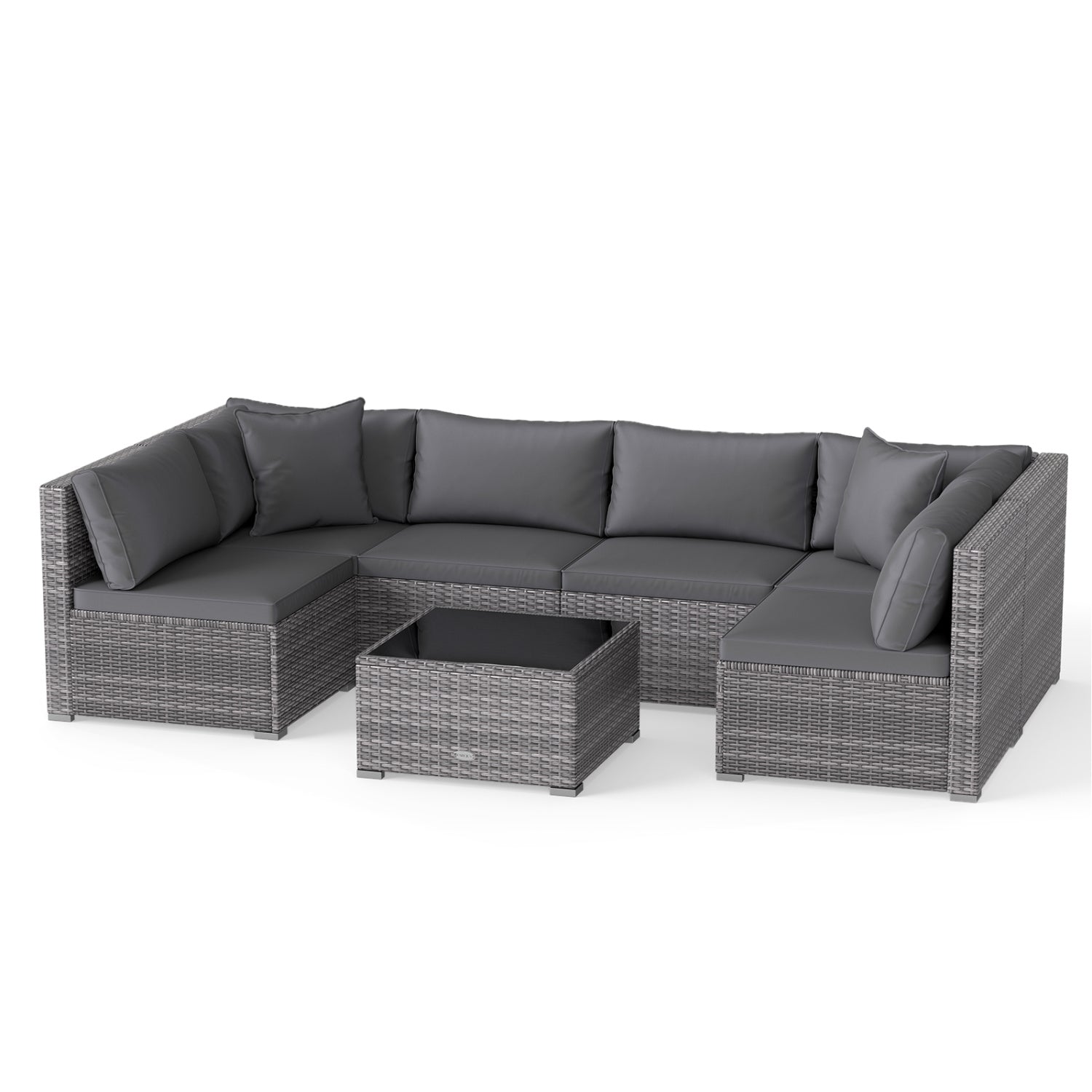 7-Piece Patio Rattan Furniture Set, Sectional Sofa, Gray Outdoor Sectionals Gray at Gallery Canada