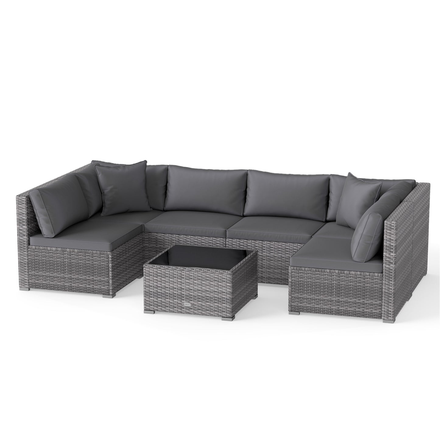 7-Piece Patio Rattan Furniture Set, Sectional Sofa, Gray Outdoor Sectionals Gray at Gallery Canada