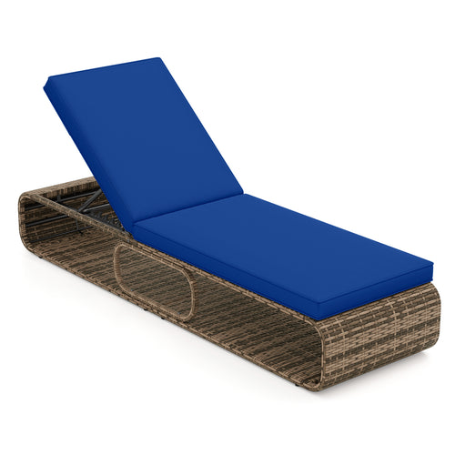 7-Position Adjustable PE Rattan Outdoor Chaise Lounge Chair, Navy