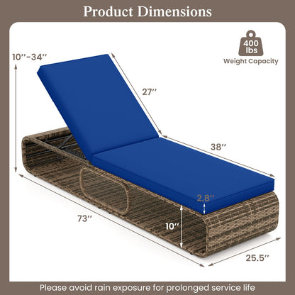7-Position Adjustable PE Rattan Outdoor Chaise Lounge Chair, Navy Outdoor Chaise Lounges at Gallery Canada