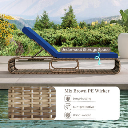 7-Position Adjustable PE Rattan Outdoor Chaise Lounge Chair, Navy Outdoor Chaise Lounges at Gallery Canada