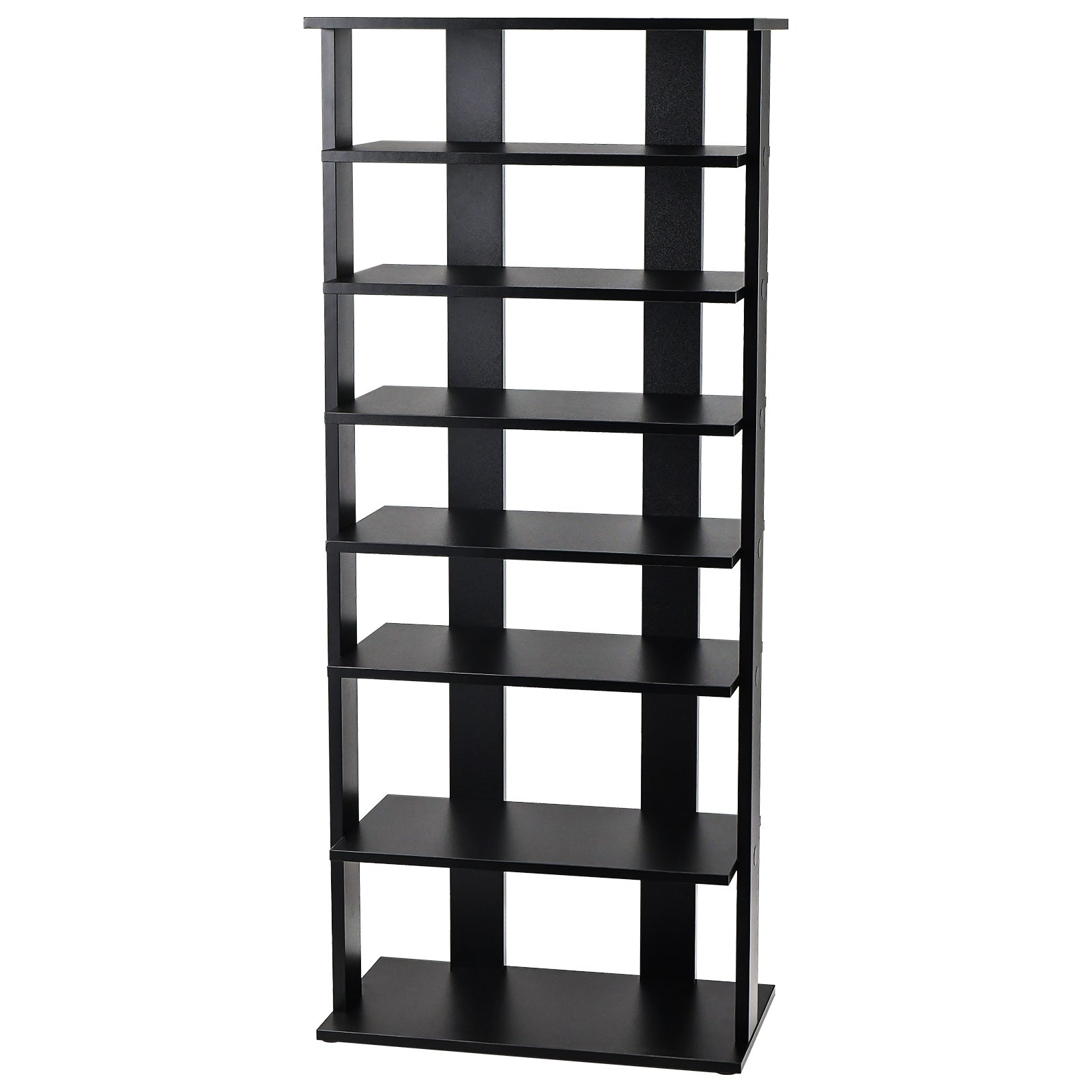 7-Tier Dual 14 Pair Shoe Rack Free Standing Concise Shelves Storage, Black Shoe Racks & Storage Benches at Gallery Canada