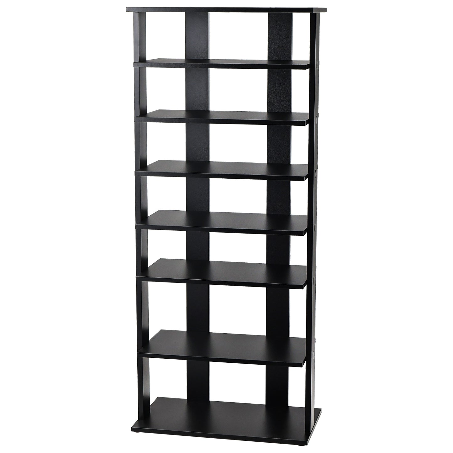7-Tier Dual 14 Pair Shoe Rack Free Standing Concise Shelves Storage, Black Shoe Racks & Storage Benches at Gallery Canada