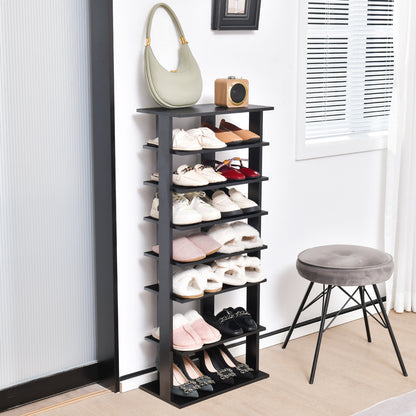 7-Tier Dual 14 Pair Shoe Rack Free Standing Concise Shelves Storage, Black Shoe Racks & Storage Benches at Gallery Canada