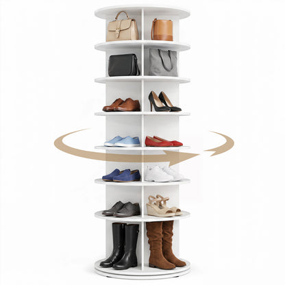 7-Tier Rotating Shoe Rack Tower, White Shoe Racks & Storage Benches at Gallery Canada