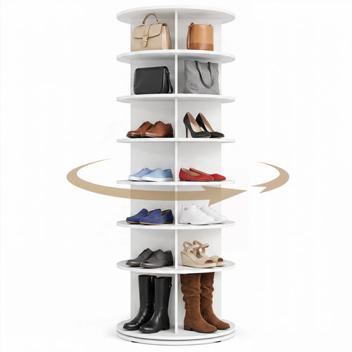 7-Tier Rotating Shoe Rack Tower, White