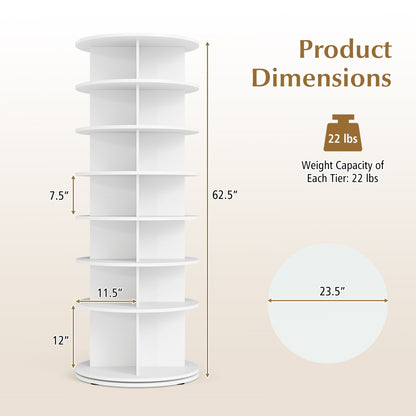 7-Tier Rotating Shoe Rack Tower, White Shoe Racks & Storage Benches at Gallery Canada