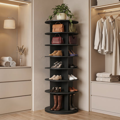7-Tier Rotating Shoe Rack Tower, Black