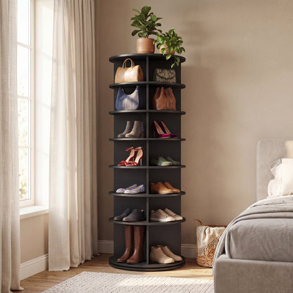 7-Tier Rotating Shoe Rack Tower, Black