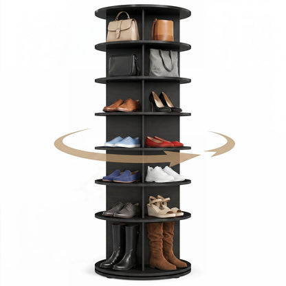 7-Tier Rotating Shoe Rack Tower, Black