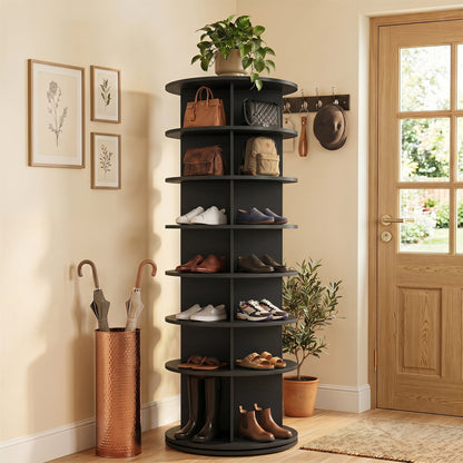 7-Tier Rotating Shoe Rack Tower, Black