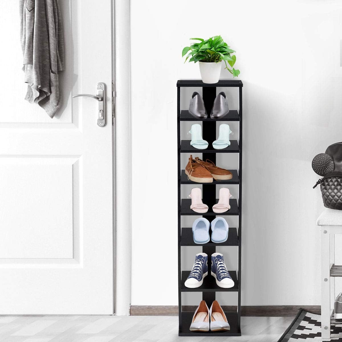 7-Tier Shoe Rack, Free Standing Storage Shelves, Black Shoe Racks & Storage Benches at Gallery Canada