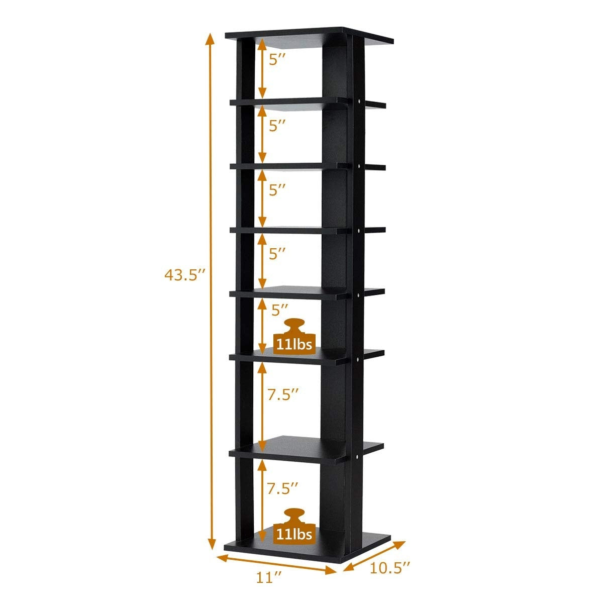 7-Tier Shoe Rack, Free Standing Storage Shelves, Black Shoe Racks & Storage Benches at Gallery Canada