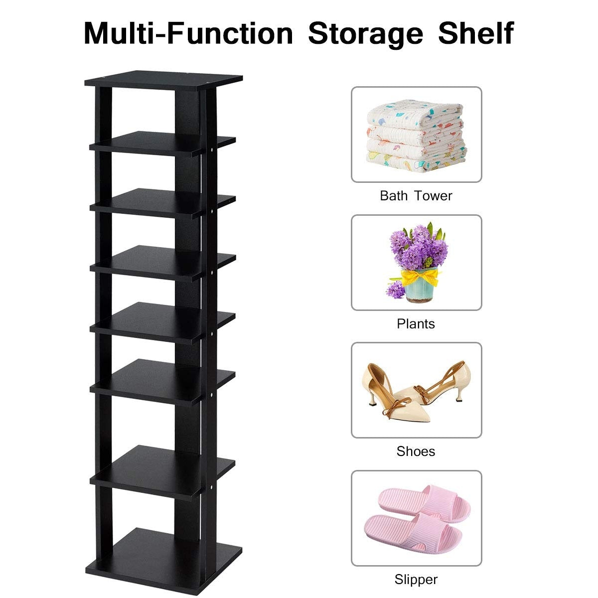 7-Tier Shoe Rack, Free Standing Storage Shelves, Black Shoe Racks & Storage Benches at Gallery Canada