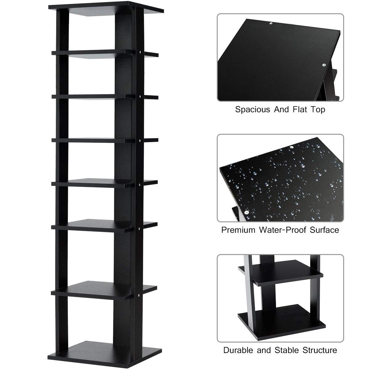 7-Tier Shoe Rack, Free Standing Storage Shelves, Black Shoe Racks & Storage Benches at Gallery Canada