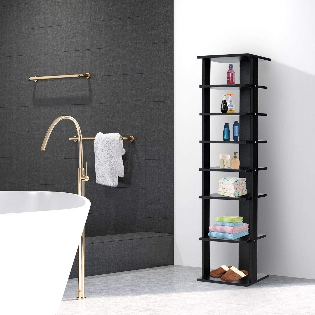 7-Tier Shoe Rack, Free Standing Storage Shelves, Black Shoe Racks & Storage Benches at Gallery Canada