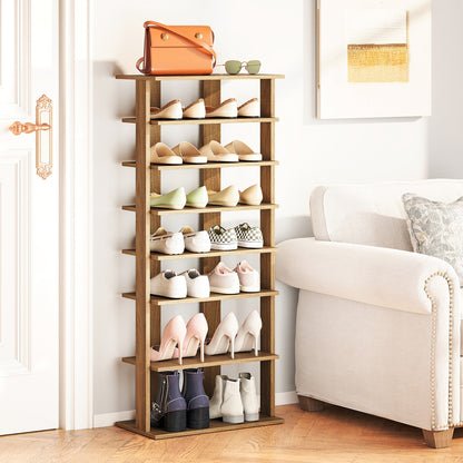 7 Tiers Patented Vertical Shoe Rack for Front Door, Natural