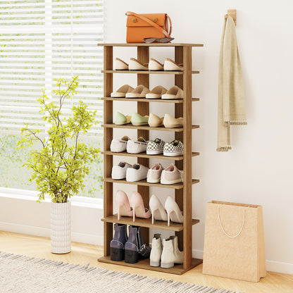 7 Tiers Patented Vertical Shoe Rack for Front Door, Natural