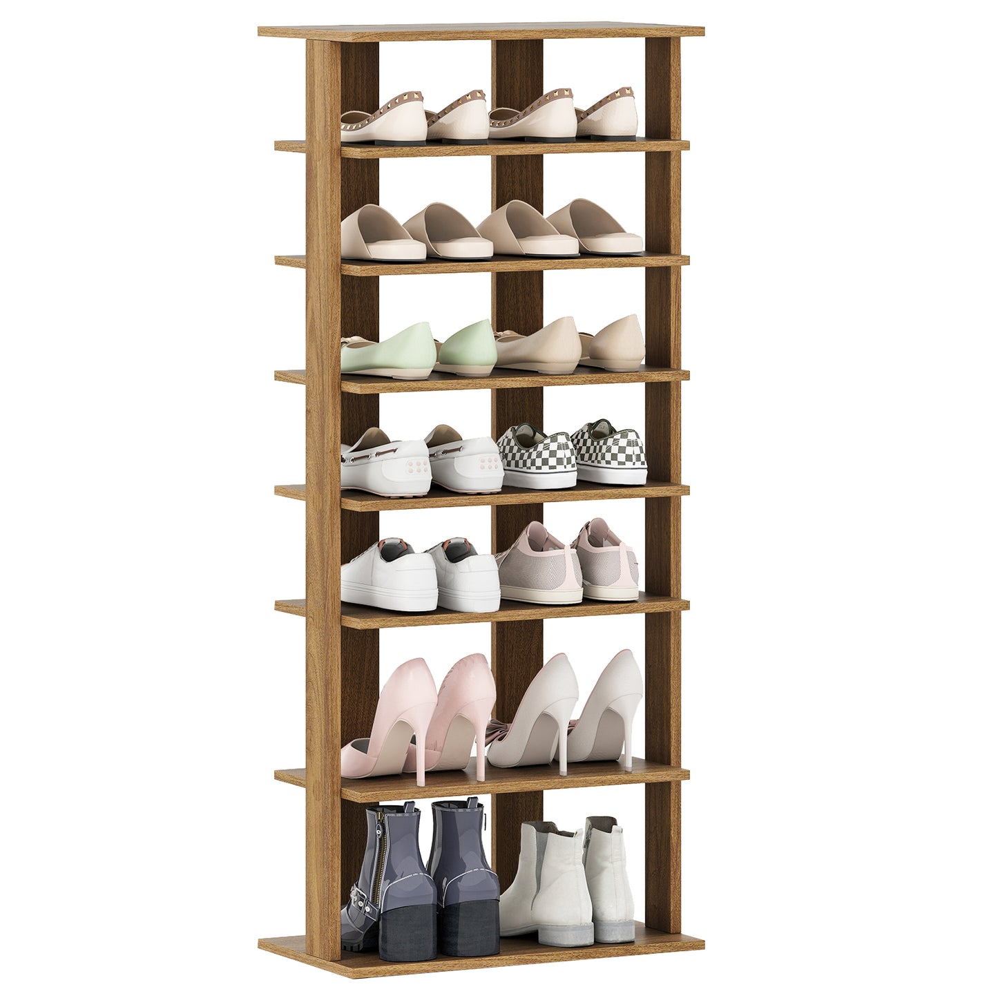 7 Tiers Patented Vertical Shoe Rack for Front Door, Natural