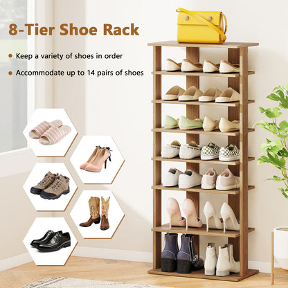 7 Tiers Patented Vertical Shoe Rack for Front Door, Natural