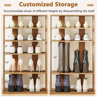 7 Tiers Patented Vertical Shoe Rack for Front Door, Natural