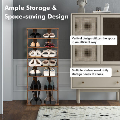 7 Tiers Vertical Shoe Rack, Rustic Brown Shoe Racks & Storage Benches at Gallery Canada
