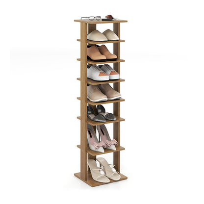 7-Tiers Vertical Wooden Space Saving Shoe Rack for Front Door, Natural Shoe Racks & Storage Benches at Gallery Canada