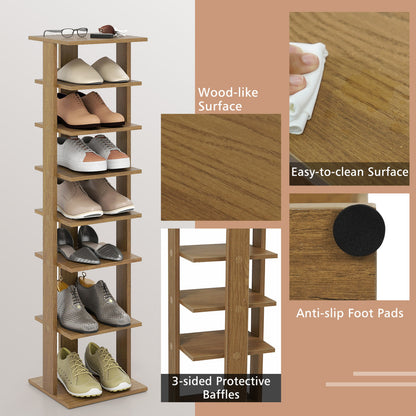 7-Tiers Vertical Wooden Space Saving Shoe Rack for Front Door, Natural Shoe Racks & Storage Benches at Gallery Canada