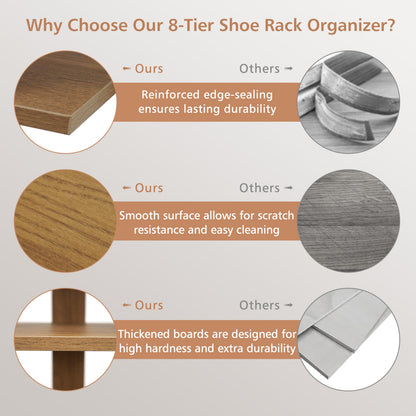 7-Tiers Vertical Wooden Space Saving Shoe Rack for Front Door, Natural Shoe Racks & Storage Benches at Gallery Canada
