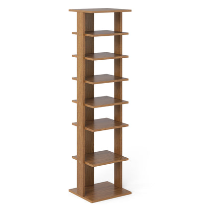 7-Tiers Vertical Wooden Space Saving Shoe Rack for Front Door, Natural Shoe Racks & Storage Benches at Gallery Canada