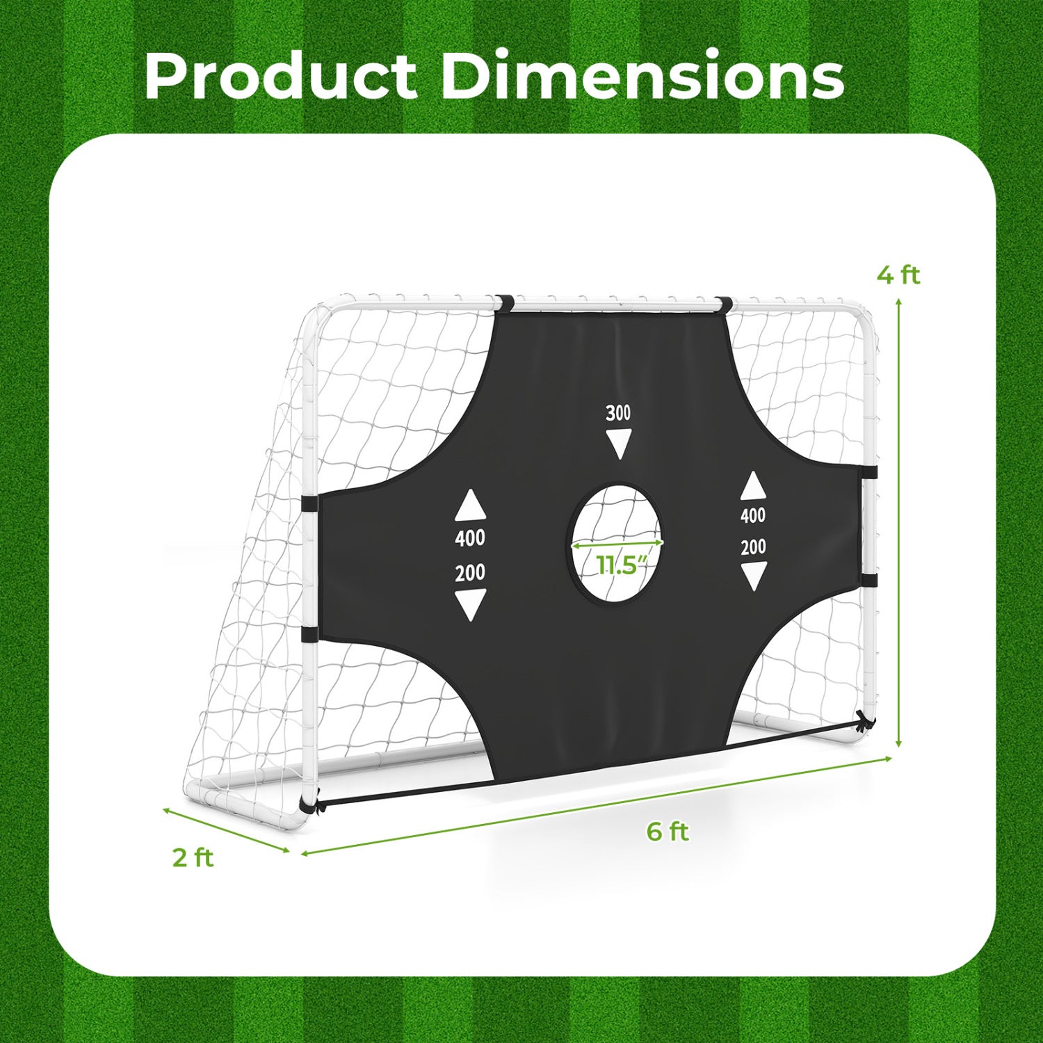 6 ft x 4 ft Soccer Goal Set, Football Net, Removable Target Cloth Sport Equipments at Gallery Canada