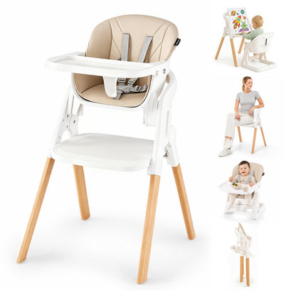 7-in-1 Convertible Baby High Chair, Adjustable Tray, Beige High Chairs Beige at Gallery Canada