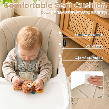7-in-1 Convertible Baby High Chair, Adjustable Tray, Beige High Chairs at Gallery Canada