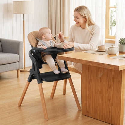 7-in-1 Foldable Baby High Chair, Adjustable Tray, Brown High Chairs at Gallery Canada