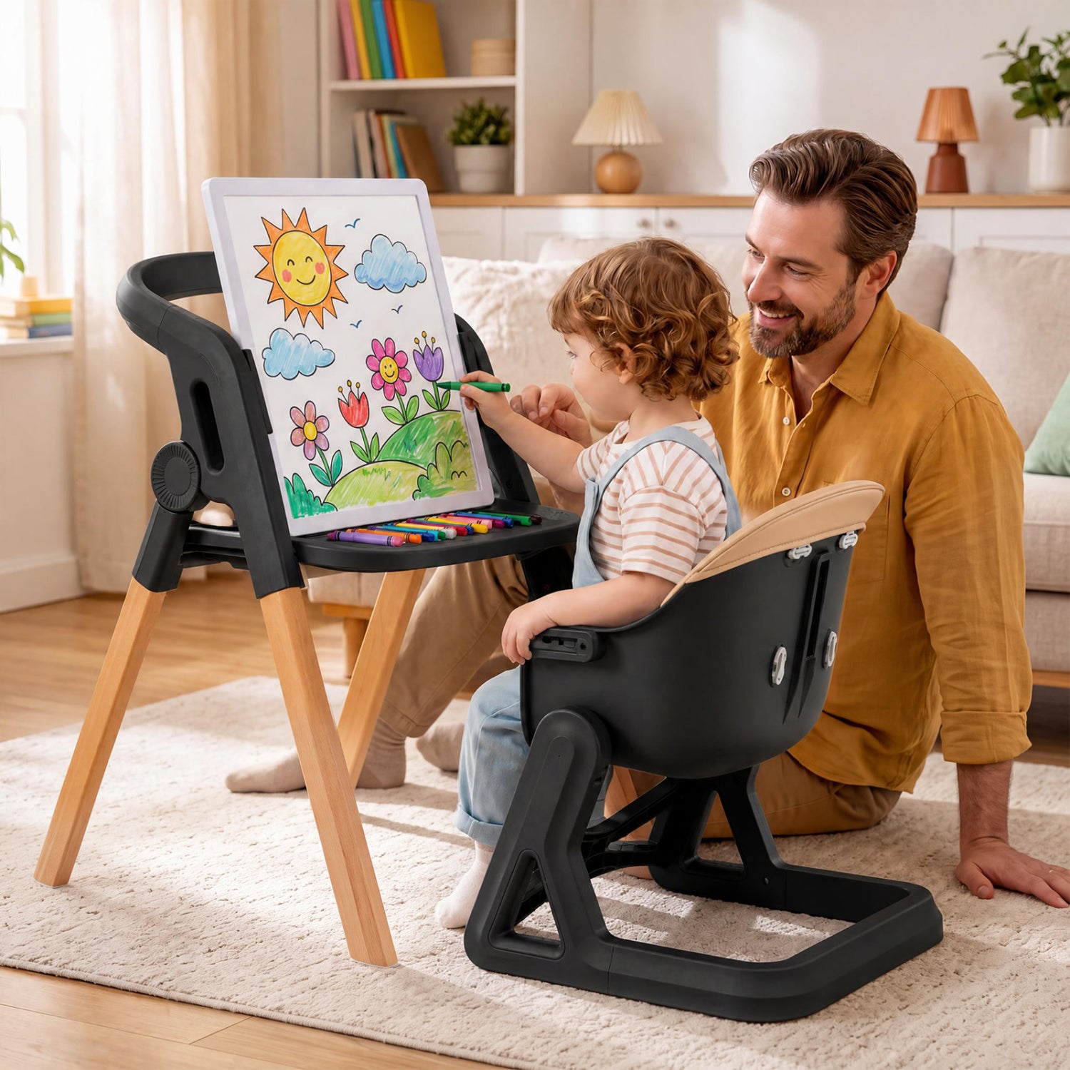 7-in-1 Foldable Baby High Chair, Adjustable Tray, Brown High Chairs at Gallery Canada