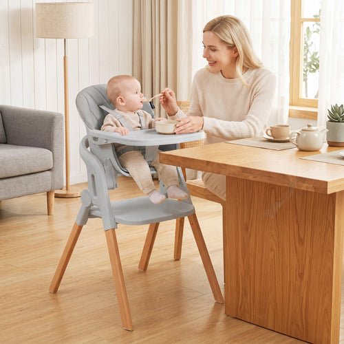 7-in-1 Foldable Baby High Chair, Adjustable Tray, Gray