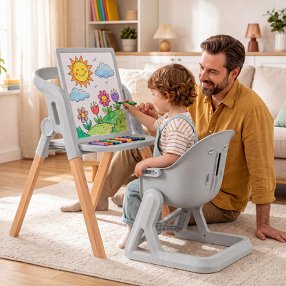 7-in-1 Foldable Baby High Chair, Adjustable Tray, Gray