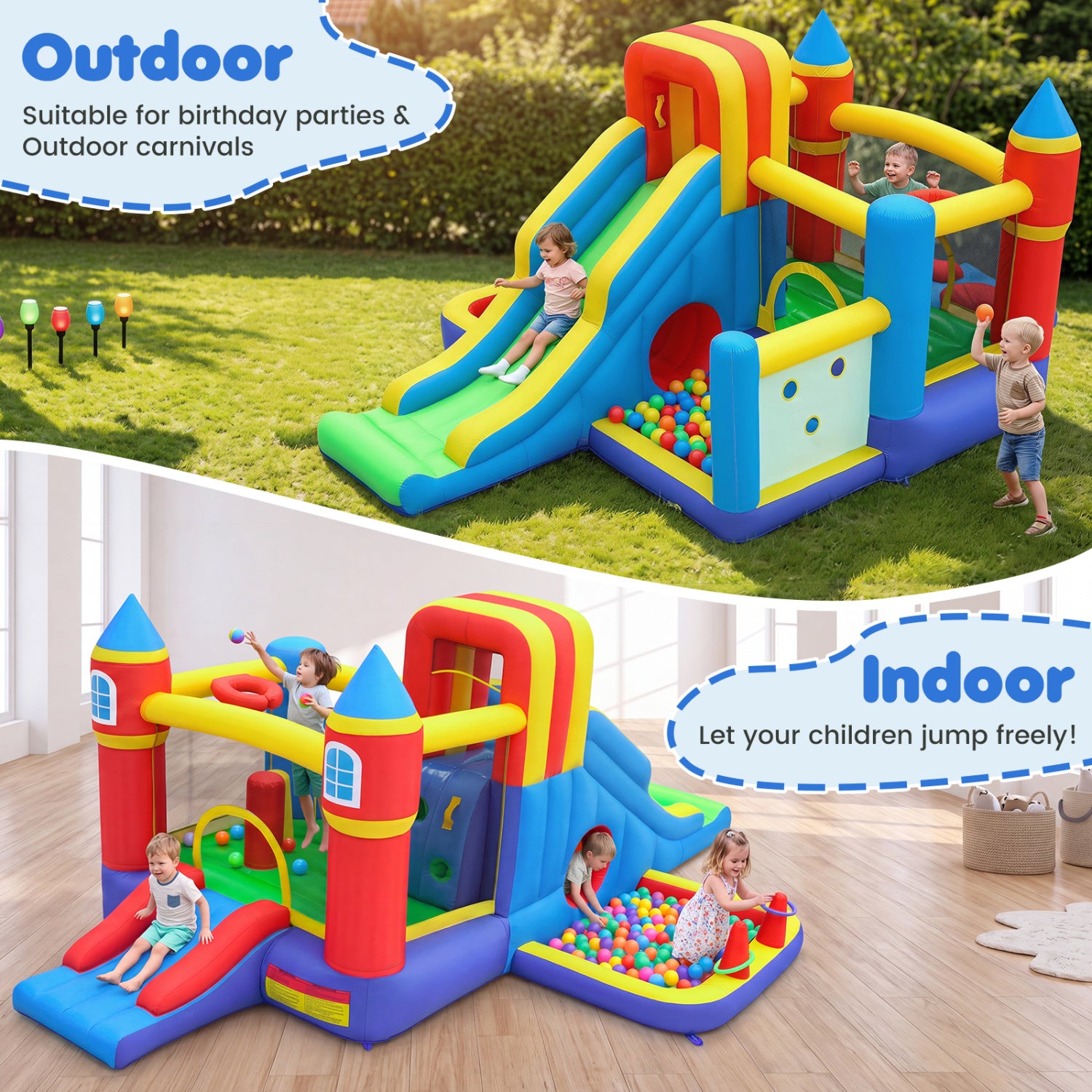 7-in-1 Inflatable Bounce House, Slide, Ball Pit, 680W Blower Bounce House at Gallery Canada